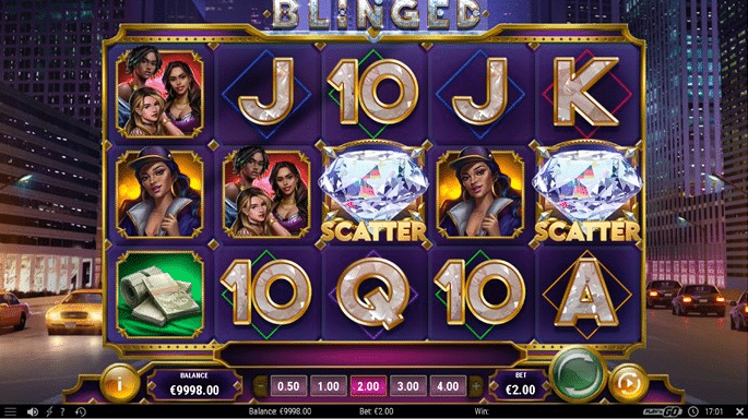 Blinged Slot Review Play'n Go Casino Visuals Art Work Base Game