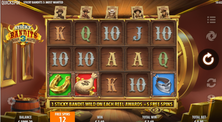 Sticky Bandits 3 Most Wanted Slot Review  Quickspin Casino Slot Visuals Symbols Volatile Bonus