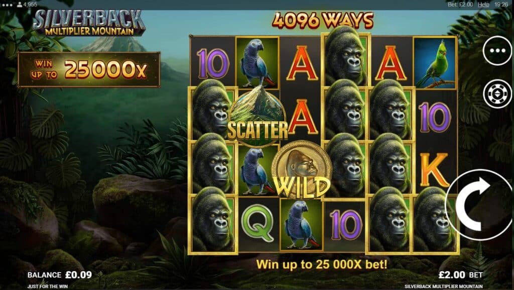 Silverback Multiplier Mountain Slot Review  Just For The Win Visuals Casino Symbols Volatile Bonus