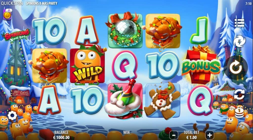 Spinions Xmas Party Slot Review Quickspin Casino Bonus Volatile Symbols