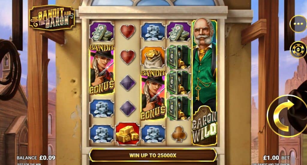 The Bandit And The Baron Slot Review Just For The Win Casino Visuals Volatile Bonus Free Spins