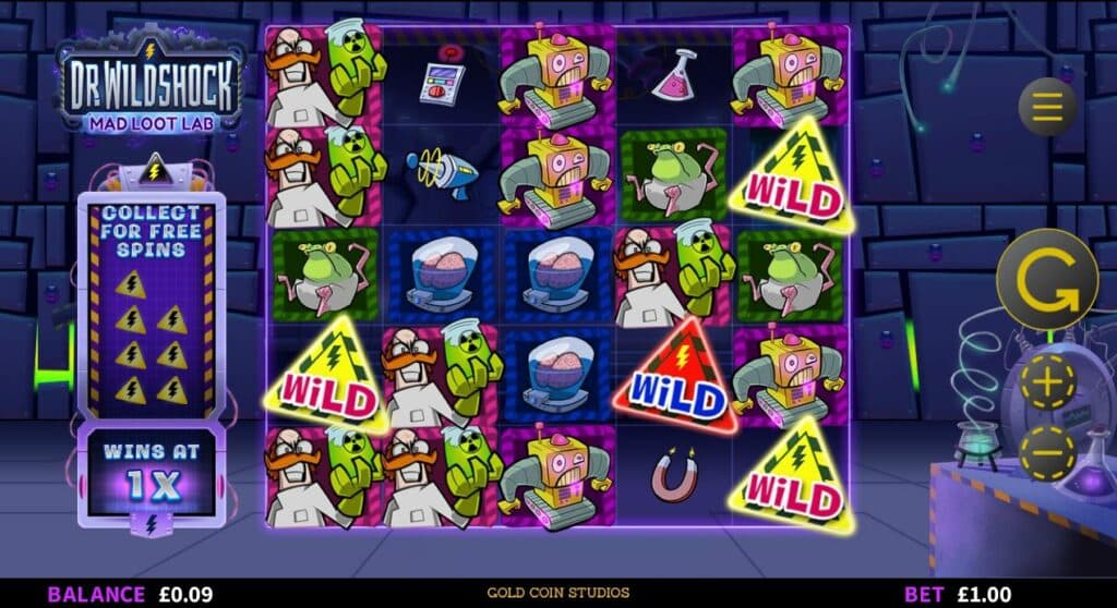 Dr Wildshock Mad Loot Lab Slot Review Gold Coin Studios Visuals Casino Free Spins Multiplier Volatile