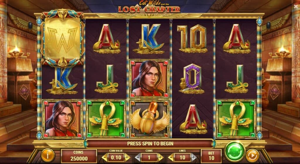 Cat Wilde And The Lost Chapter Slot Review Play'n Go Casino Visuals Symbols Free Spins Scatter Wild