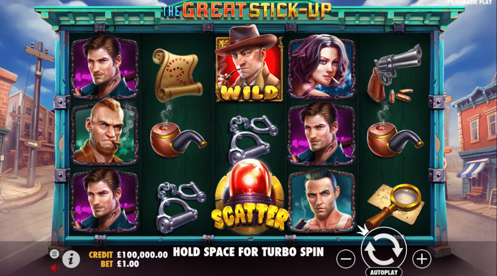 The Great Stick-up Slot Review Pragmatic Play Casino Visuals Symbols Wild Scatter Mystery Sticky