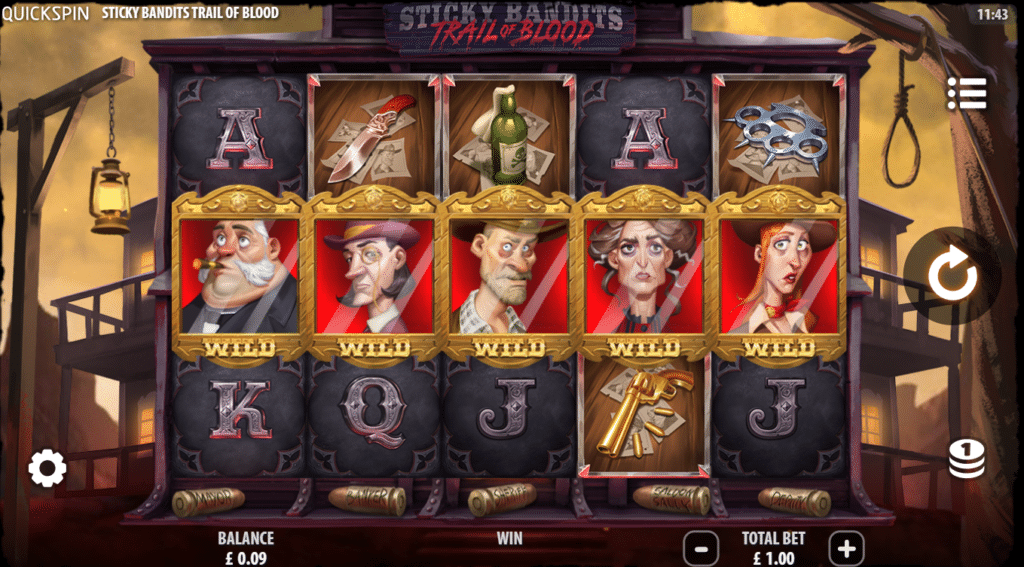 Sticky Bandits Trail Of Blood Slot Review Quickspin Visuals Volatile Bonus Free Spin Bonus Scatter Wild