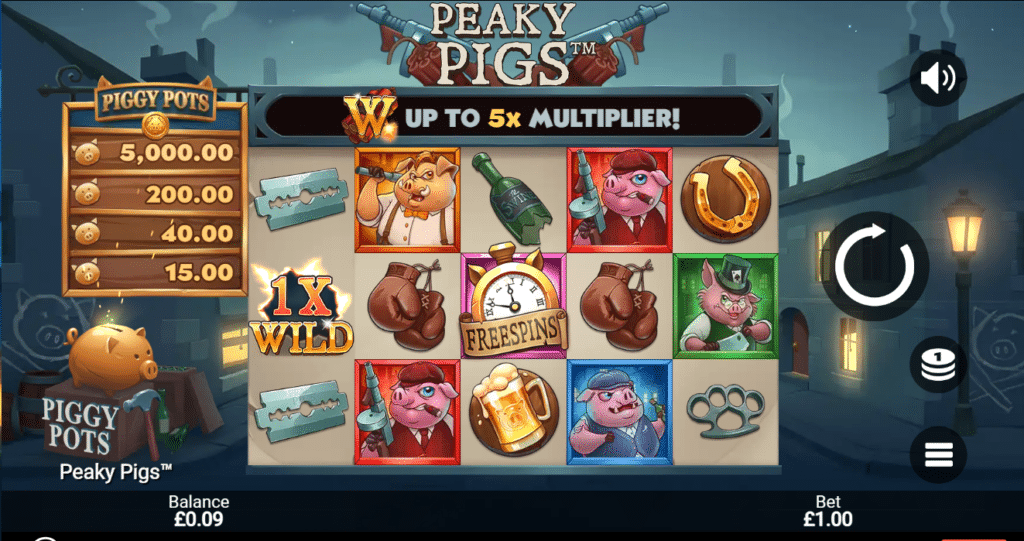 Peaky Pigs Slot Review Snowborn Games Featured Title Image Slots Casino Wild Multiplier Free Spin Spins Sticky Jackpot