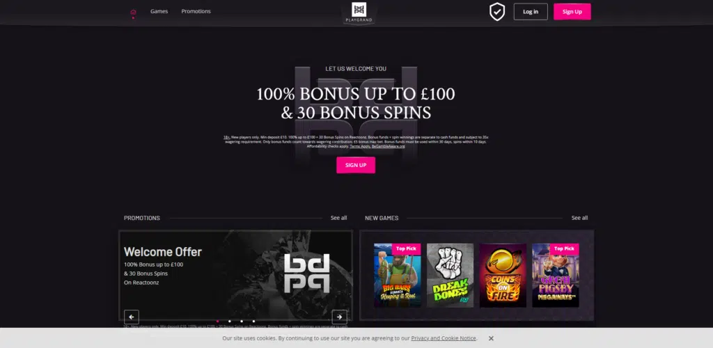 PlayGrand Casino website screenshot