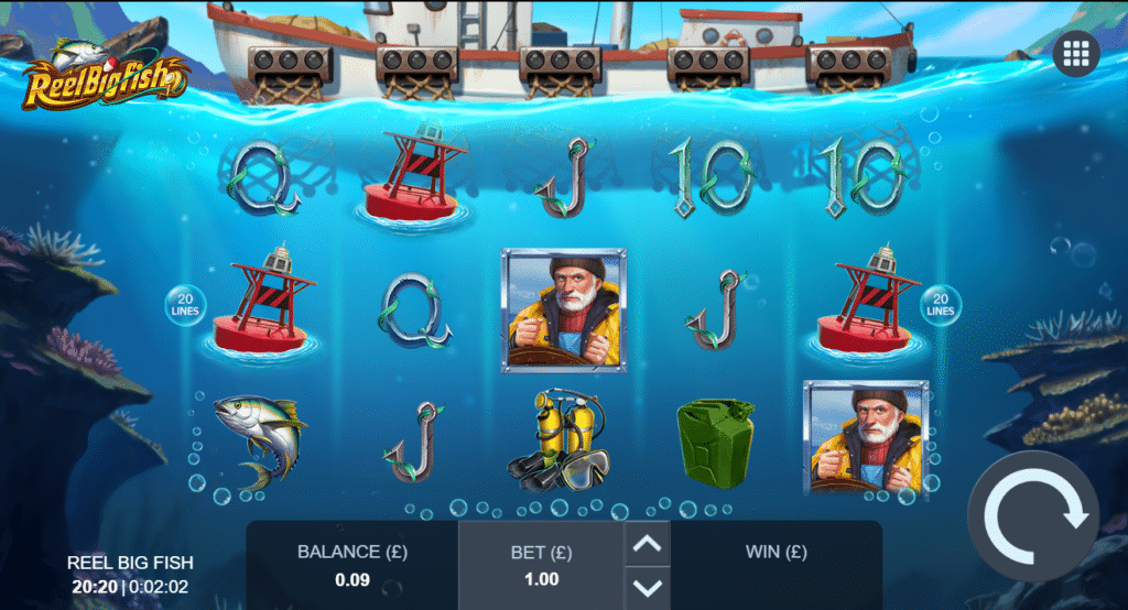 Reel Big Fish Slot Review Blue Guru Games Casino Visuals Symbols Pay Table Bonus Free Spin Multiplier Scatter