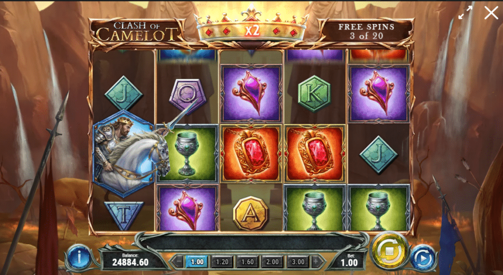 Clash Of Camelot Slot Review Play'n Go Features Visuals Symbols Bonus Free Spin Multiplier Arthur Mordred