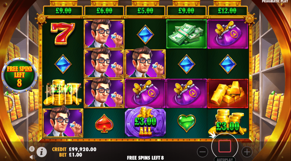 Reel Banks Slot Review Pragmatic Play Featured Title Image Slots Casino Free Spins Multiplier Money Collect Multiply Free Spin Spins Wilds