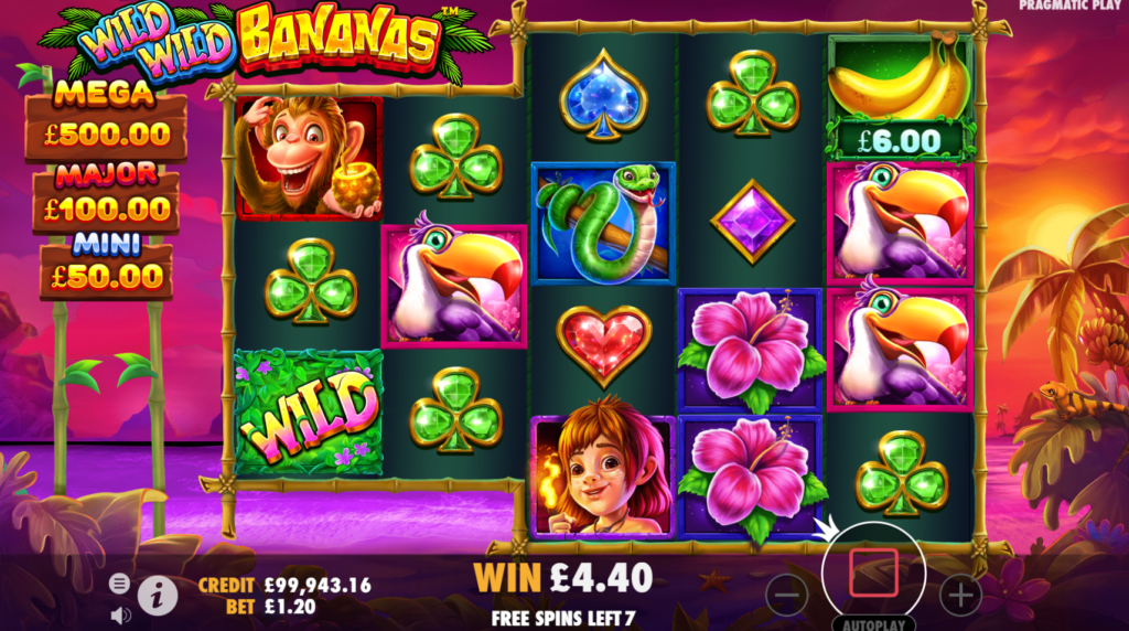 Wild Wild Bananas Slot Review Pragmatic Play Featured Title Image Slots Casino Free Spins Jackpot Wild Bonus