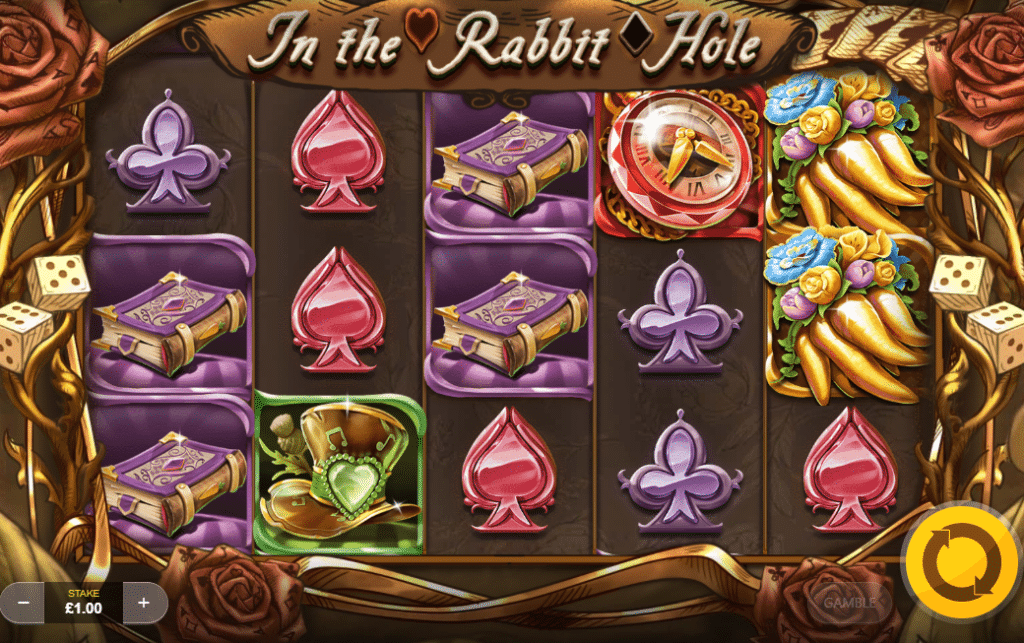 In The Rabbit Hole Slot Review Red Tiger Gaming Featured Title Image Casino Free Spin Win Spin Wild