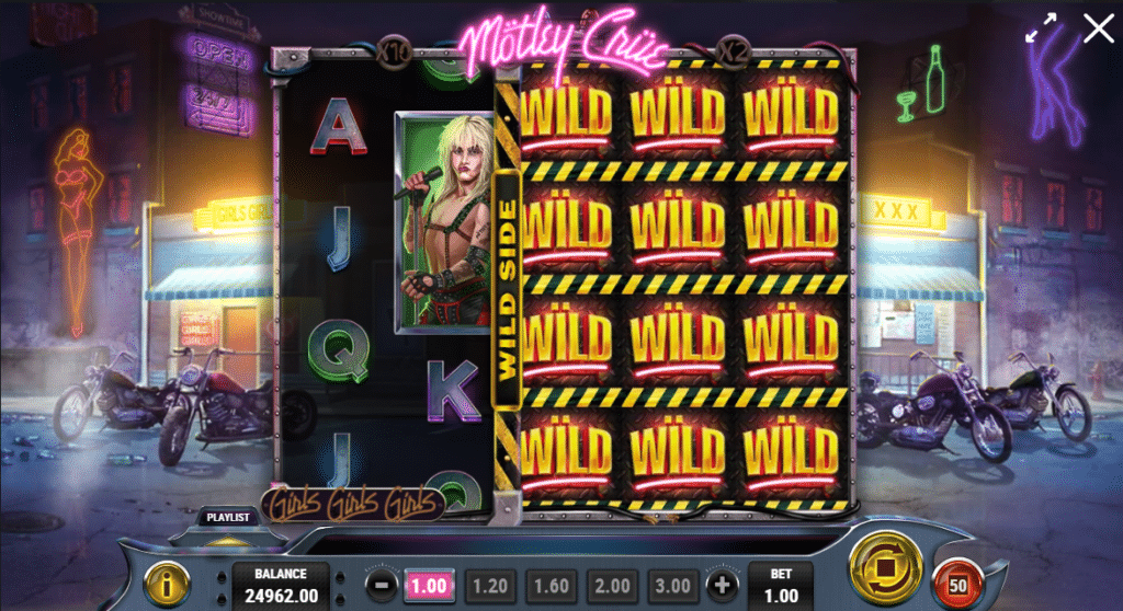 Motley Crue Slot Review Play'n Go Free Spins Multiplier Wilds Bonus Re-Spin Wild Slide