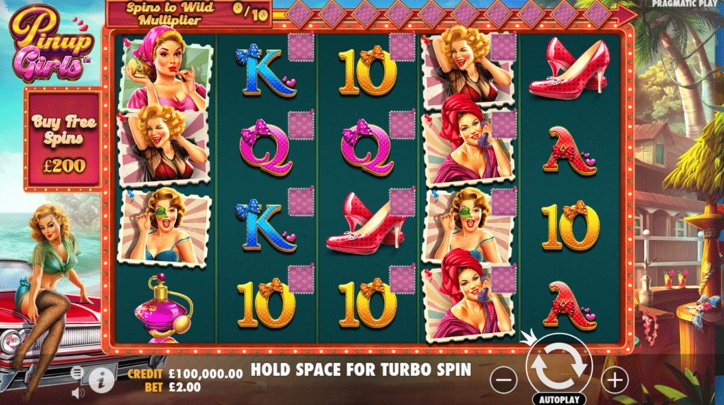 Pinup Girls Slot Review Pragmatic Play Featured Title Image Slots Casino Bonus Free Spins Volatile