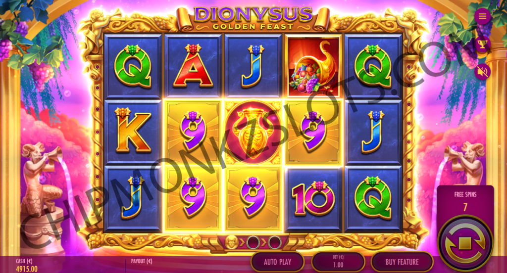 Dionysus Golden Feast Slot Review Thunderkick Slots Casino Bonus Free Spin Respin 