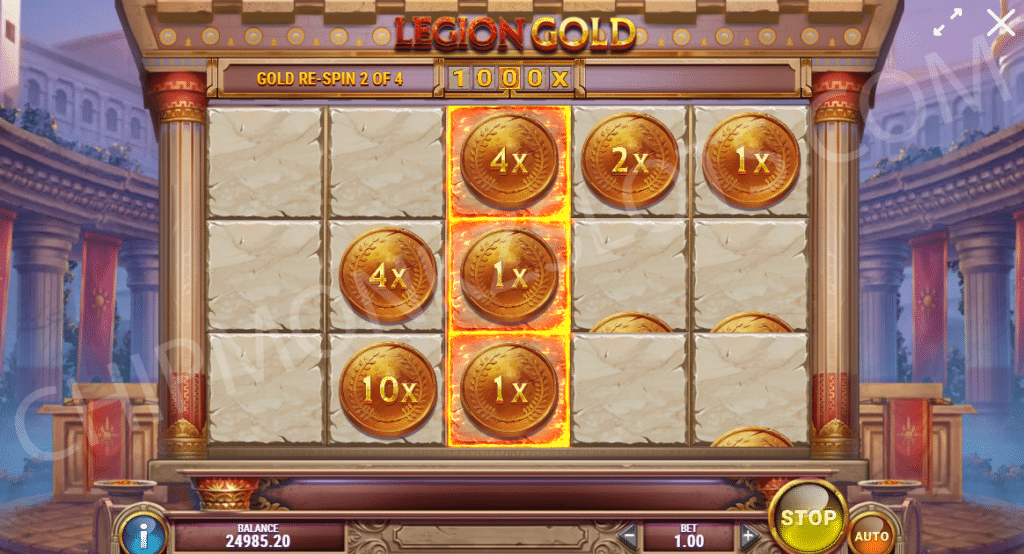 Legion Gold Slot Review Play'n Go Slots Casino Bonus Coin Respin Mega Free Spins Mega Symbol