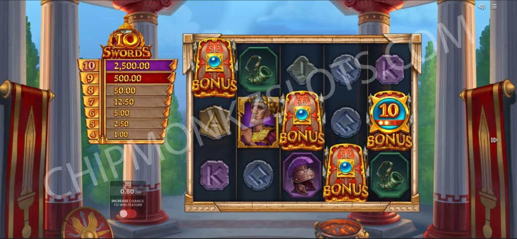 10 Swords Push Gaming Prize Ladder Bonus Wild Jackpot Slot Symbols Scatter Swords