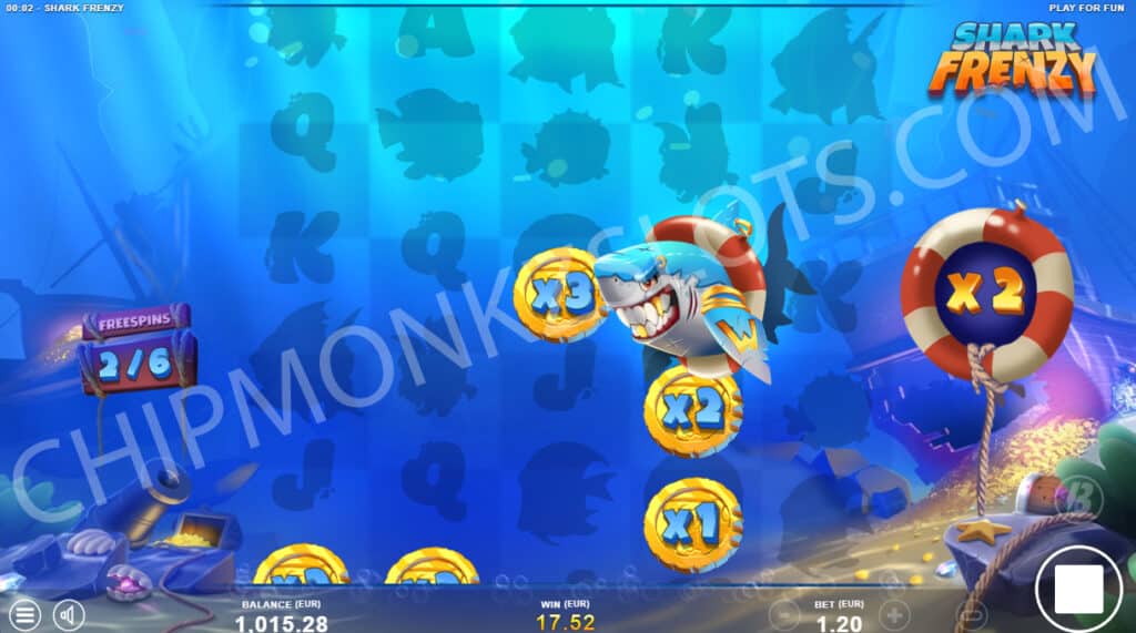 Shark Frenzy SlotMill Chilli Bandits Respin Frenzy Feature Shark Symbol Free Spins Multiplier Coin Treasure Symbols