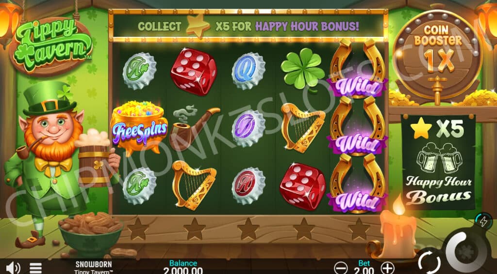 Tippy Tavern Slot Review Snowborn Games Casino Bonus Coin Booster Happy Hour Bonus Coin Symbol Value Free Spins Multiplier Respin Pot