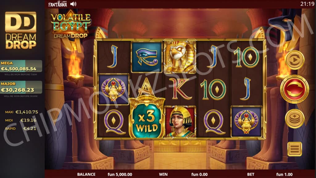 Volatile Egypt Dream Drop Fantasma Games Slot Slots Casino Multiplier Wilds Free Spins