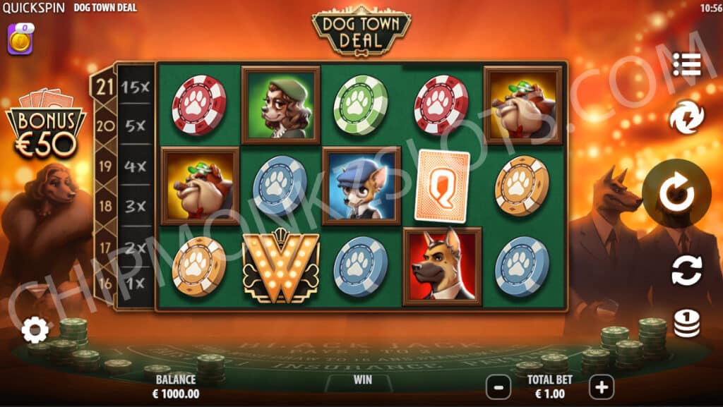 Dog Town Deal Quickspin Slots Casino Bonus Blackjack Cards Table Game Volatile Free Spins Bonus Buy