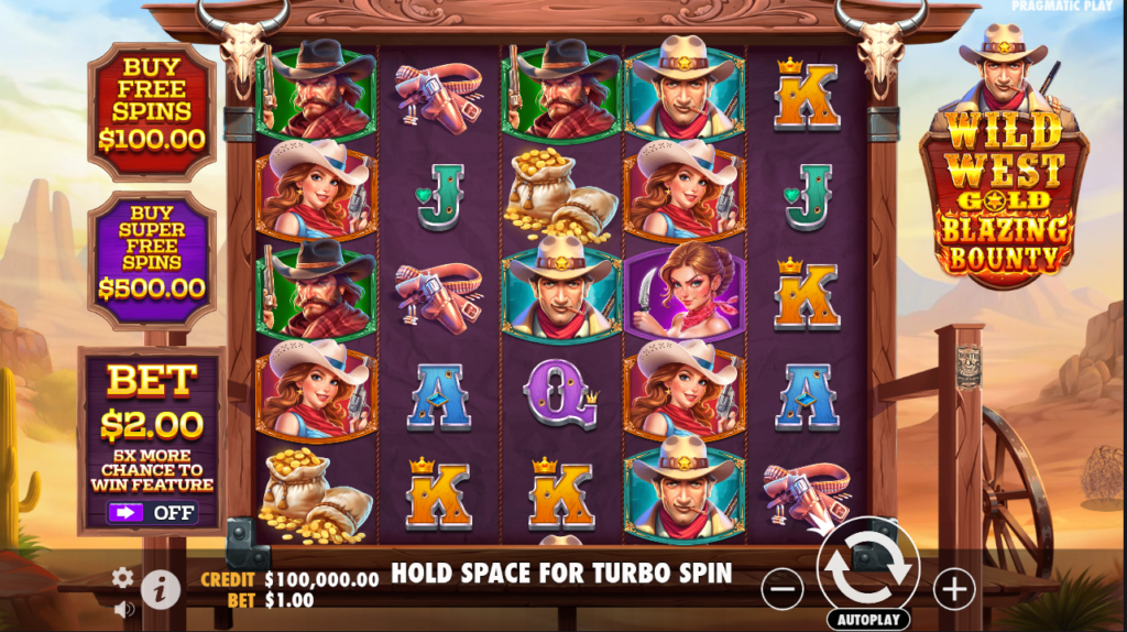 Wild West Gold Blazing Bounty Pragmatic Play Slot Review Online Slot Casino New Volatile Base Game Reel Set