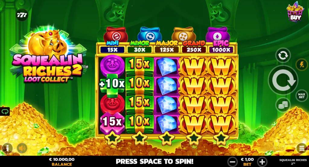 Squealin Riches 2 PearFiction Studios Slot Review Online Slots Casino New Volatile