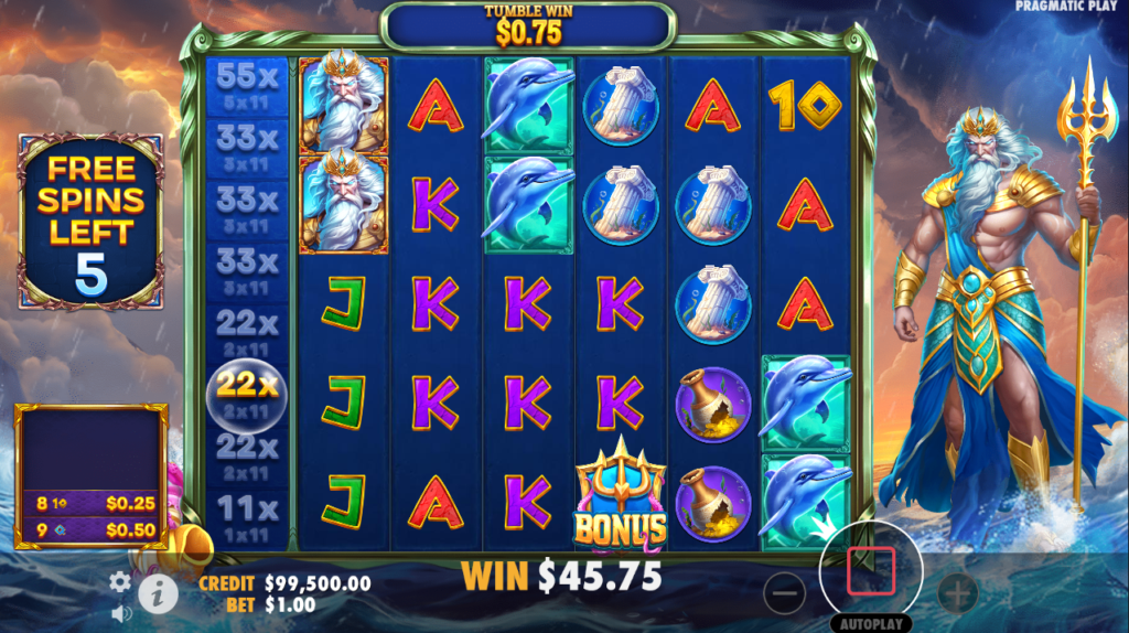 Waves Of Poseidon Pragmatic Play Slot Review Base Game Bonus Free Spins Games