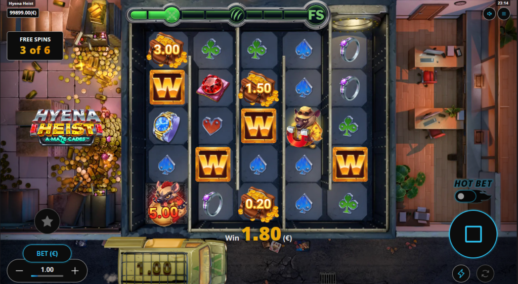 Hyena Heist Gaming Corps Slot Review Online Slots Casino New Volatile Symbols Pay Table Line Bonus Free Spins Games
