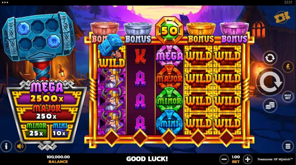 Treasures of Mjolnir PearFiction Studios Slot Review Online Slots Casino New Volatile