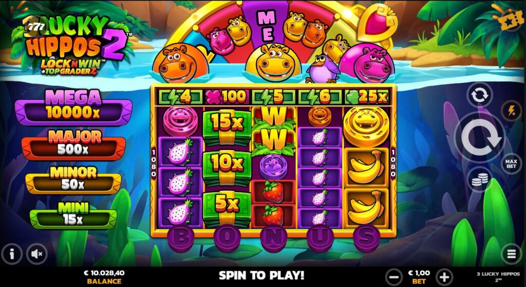 3 Lucky Hippos 2 PearFiction Studios Slot Review Online Slots Casino New Volatile