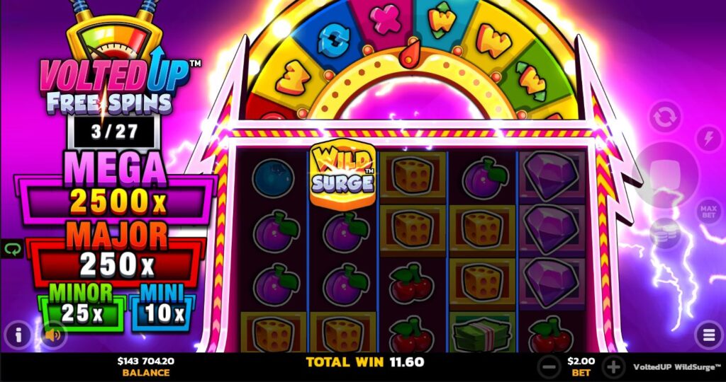 VoltedUp WildSurge PearFiction Studios Slot Review Online Slots Casino New Volatile Bonus Free Games Spins