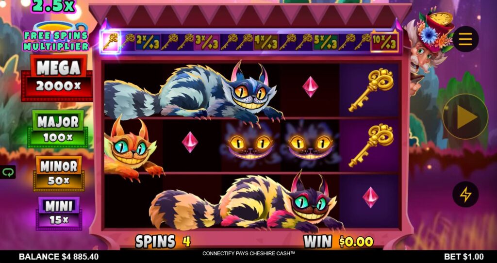 Connectify Pays Cheshire Cash Gold Coin Studios Slot Review Online Slots Casino New Volatile Bonus