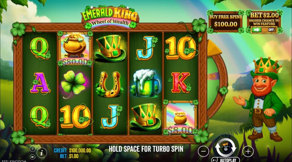 Emerald King Wheel of Wealth Reel Kingdom Slot Review Online Slots Casino New Volatile