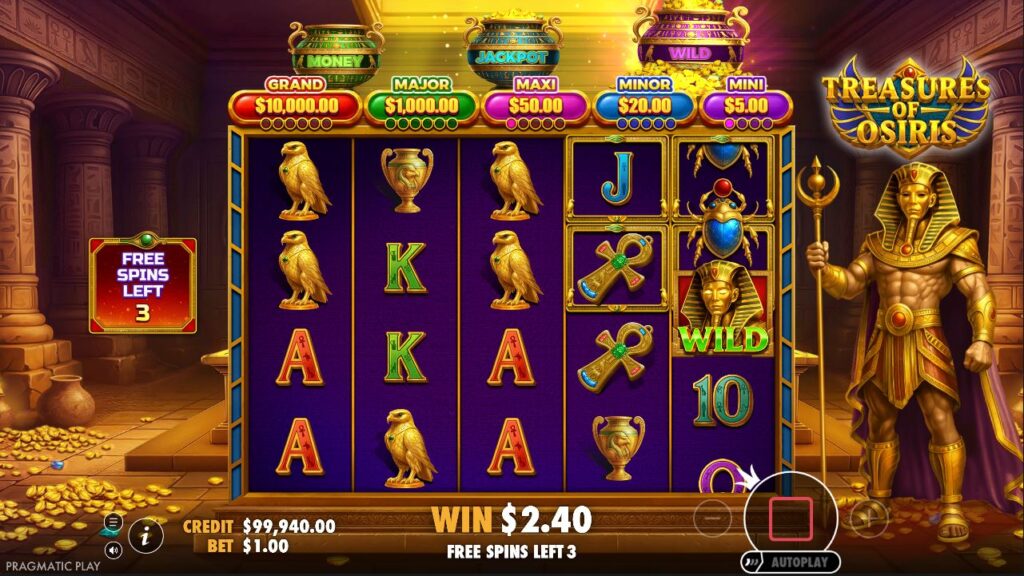 Treasures of Osiris Pragmatic Play Slot Review Online Slots Casino New Volatile Bonus Free Games Spins