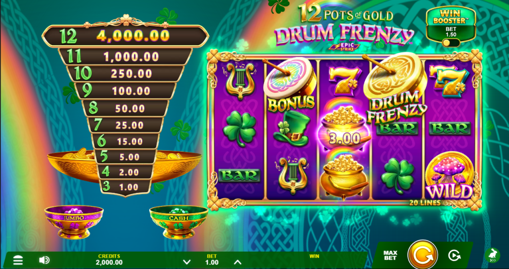 12 Pots of Gold Drum Frenzy Gameburger Studios Slot Review Epic Strike