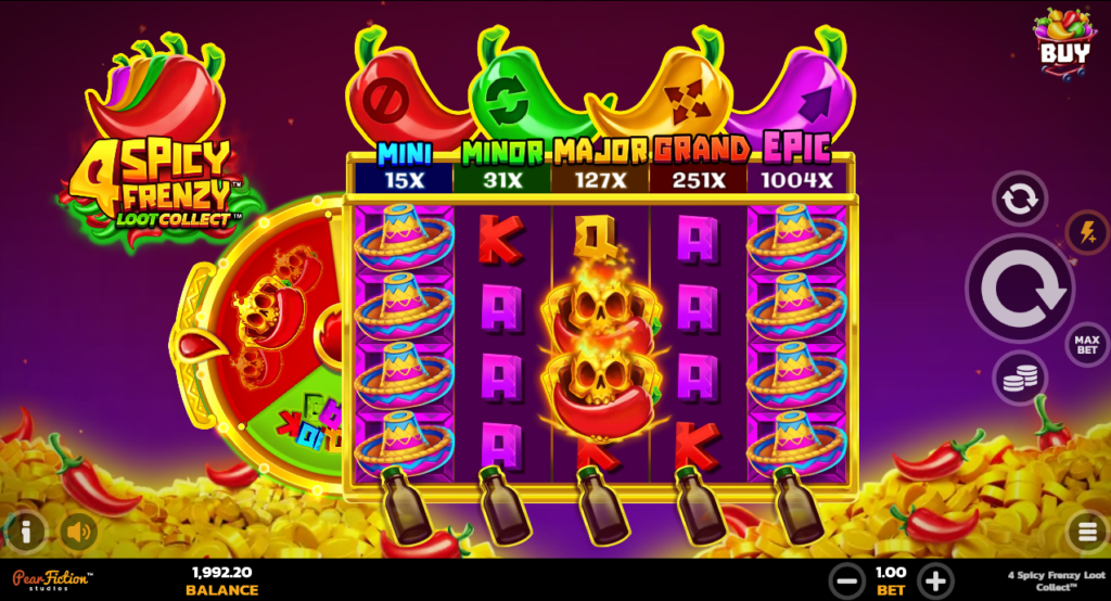 4 Spicy Frenzy Loot Collect PearFiction Studios Slot Review Online Slots Casino New Volatile