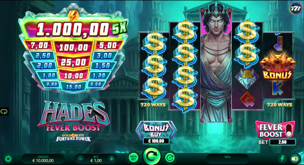 Hades Fever Boost Gold Blitz Fortune Tower Fortune Factory Studios Slot Review Online Slots Casino New Volatile