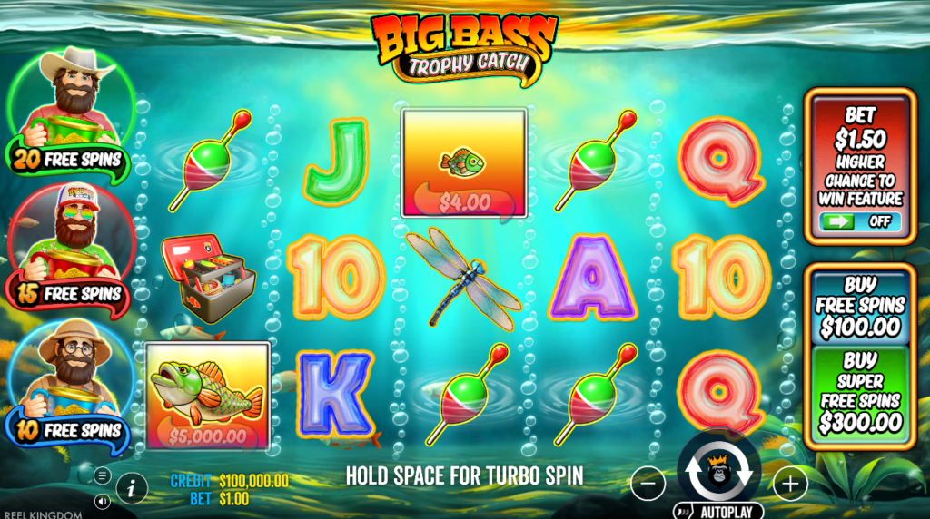Big Bass Trophy Catch Reel Kingdom Slot Review Online Slots Casino New Volatile