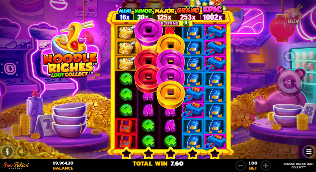Noodle Riches PearFiction Studios Slot Review Online Slots Casino New Volatile Free Games Spins Bonus 