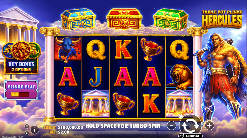 Triple Pot Plinko Hercules Pragmatic Play Slot Review Online Slots Casino New Volatile