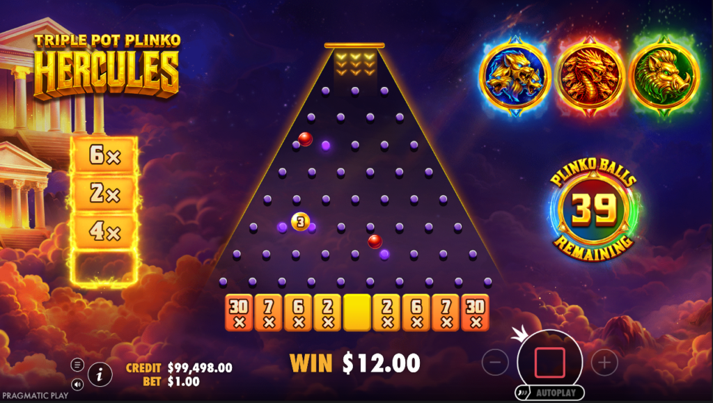Triple Pot Plinko Hercules Pragmatic Play Slot Review Online Slots Casino New Volatile Bonus Buy Free Games Spins