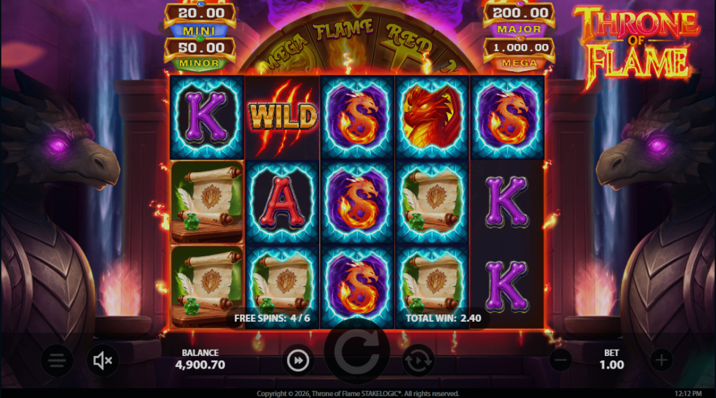 Throne Of Flame Stakelogic Slot Review Online Slots Casino New Volatile Bonus Free Games Spins