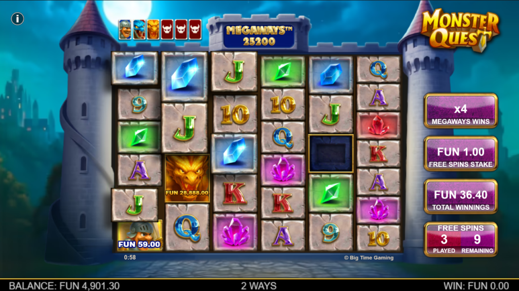 Monster Quest Big Time Gaming Slot Review Online Slots Casino New Volatile Bonus Free Games Spins Bonus 