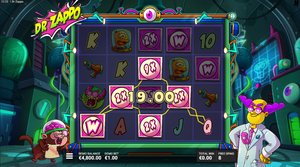 Dr Zappo Hacksaw Gaming Slot Review Online Slots Casino New Volatile Bonus Buy Free Games Spins